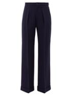 Matchesfashion.com Connolly - High-rise Twill Wide-leg Trousers - Womens - Navy