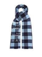 Matchesfashion.com Acne Studios - Cassiar Logo Print Checked Virgin Wool Scarf - Womens - Blue