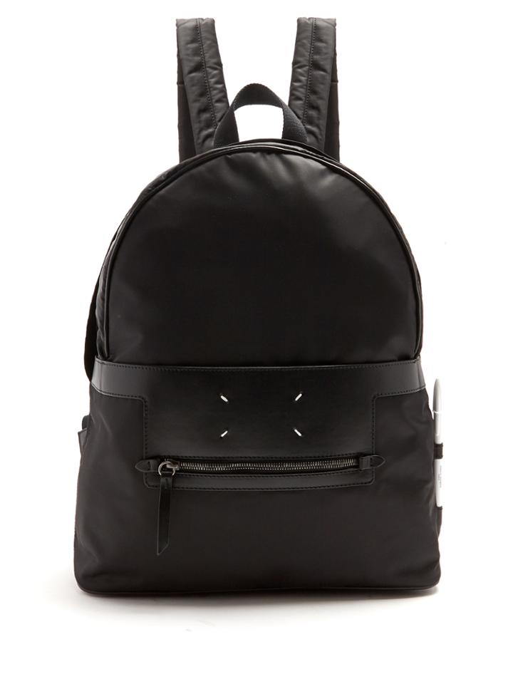 Maison Margiela Leather-trimmed Nylon Backpack