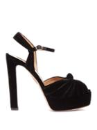 Matchesfashion.com Aquazzura - Evita 130 Knotted Velvet Sandals - Womens - Black
