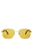 Matchesfashion.com Cartier Eyewear - C Dcor Rimless Square Acetate Sunglasses - Mens - Gold