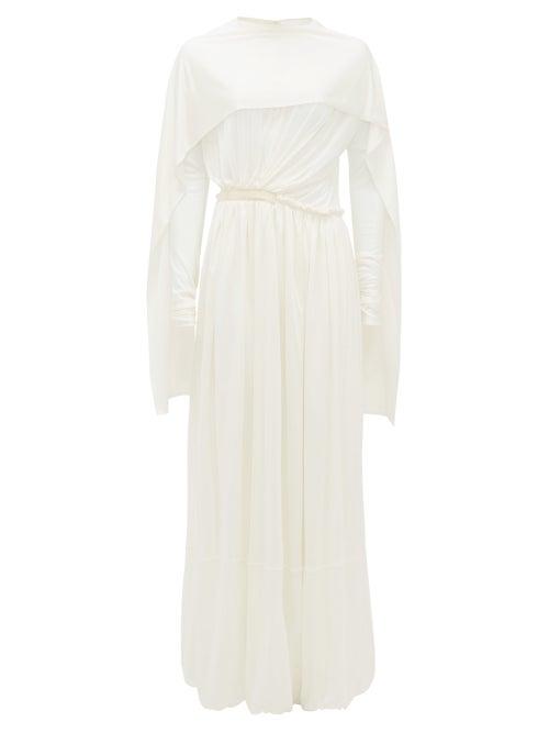 Matchesfashion.com Jil Sander - Caped Silk-jersey Maxi Dress - Womens - Ivory