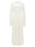 Matchesfashion.com Jil Sander - Caped Silk-jersey Maxi Dress - Womens - Ivory