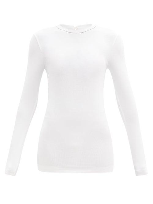 Matchesfashion.com Brunello Cucinelli - Ribbed Cotton-blend Jersey Long-sleeved T-shirt - Womens - White