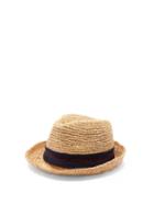 Matchesfashion.com Lola Hats - Tarboush Abstract-stitched Raffia Fedora Hat - Womens - Beige Navy