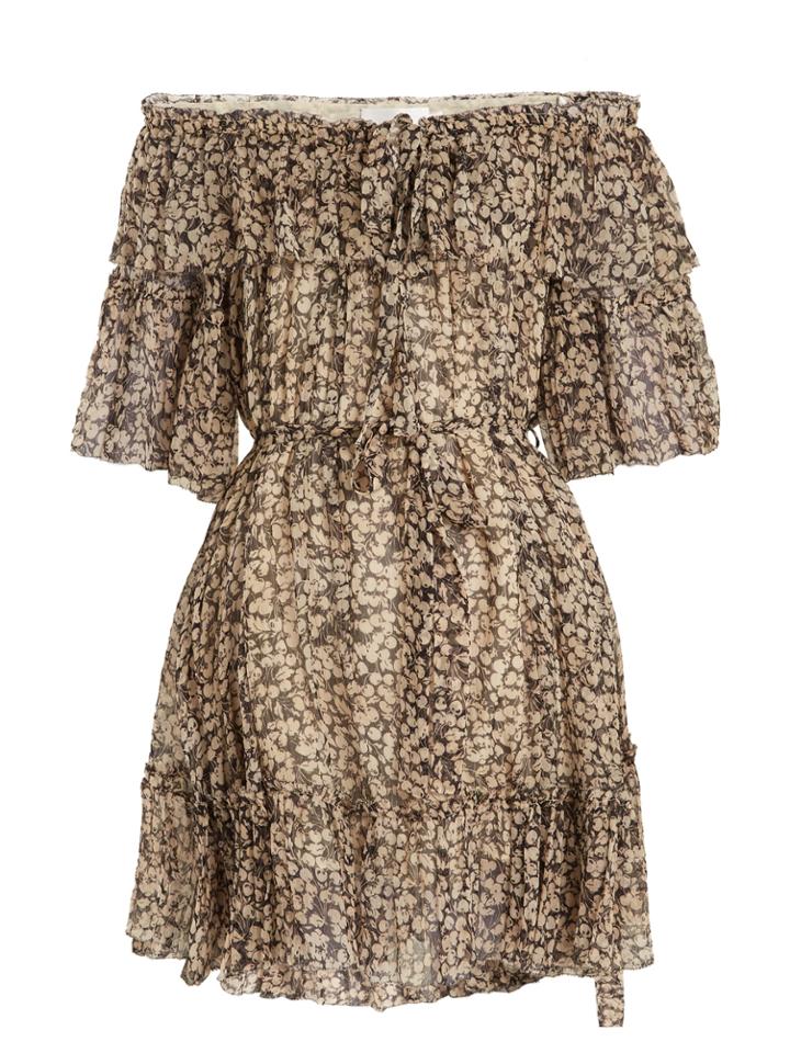Zimmermann Prima Cherry Off-the-shoulder Silk-georgette Dress