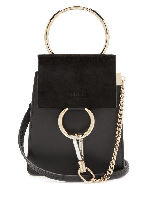 Matchesfashion.com Chlo - Faye Mini Suede Panel Leather Cross Body Bag - Womens - Black