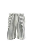Homme Pliss Issey Miyake - Leon Striped Technical-pleated Shorts - Mens - Ivory