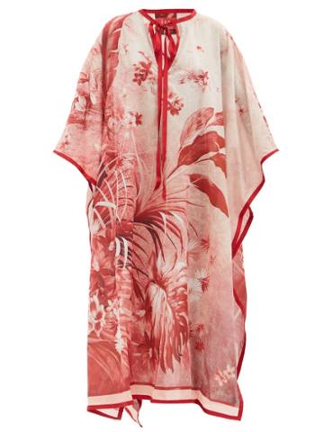 Matchesfashion.com F.r.s - For Restless Sleepers - Gige Jungle-print Cotton-muslin Midi Dress - Womens - Red Print