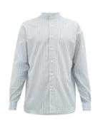 Matchesfashion.com Ditions M.r - Stand-collar Cotton-poplin Shirt - Mens - Blue White