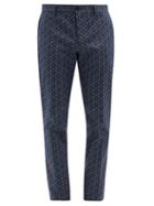 Matchesfashion.com Etro - Geometric-print Cotton-blend Twill Trousers - Mens - Navy
