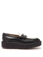 Tod's - Raised-sole Leather Penny Loafers - Womens - Black White