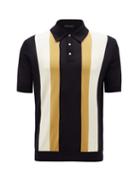 Matchesfashion.com Thom Sweeney - Intarsia-stripe Cotton Polo Shirt - Mens - Navy