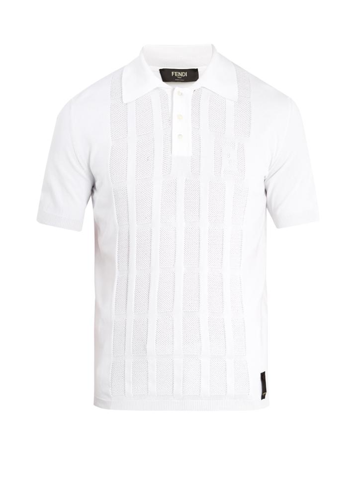 Fendi Contrast-panel Stretch-knit Polo Shirt
