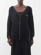 Marni - Blanket-stitch Cable-knit Wool Cardigan - Womens - Black