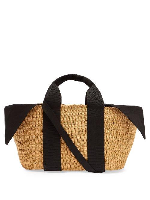 Matchesfashion.com Muu - George Canvas And Woven Grass Bag - Womens - Black