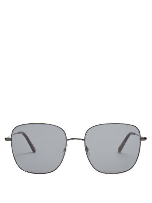 Matchesfashion.com Garrett Leight - Tuscany 55 Square Frame Sunglasses - Womens - Dark Grey