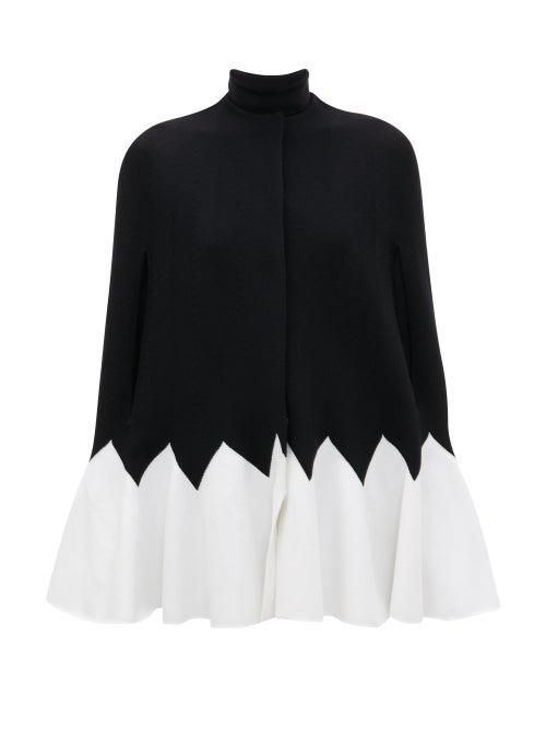 Matchesfashion.com Alexander Mcqueen - Zigzag Colour-block Wool-blend Cape - Womens - Black White