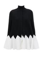 Matchesfashion.com Alexander Mcqueen - Zigzag Colour-block Wool-blend Cape - Womens - Black White