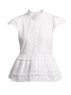 Matchesfashion.com Sea - Lilli Ruffle Trimmed Cotton Blouse - Womens - White