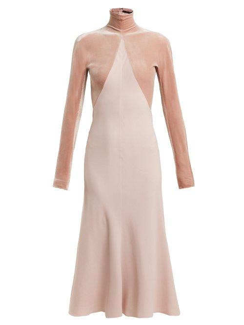 Matchesfashion.com Haider Ackermann - Kerria Velvet Panelled Crepe Dress - Womens - Pink