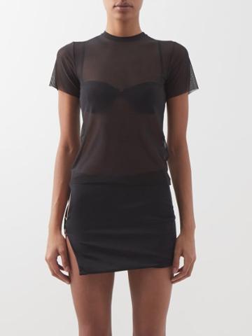 Louisa Ballou - Sheer Mesh T-shirt - Womens - Black