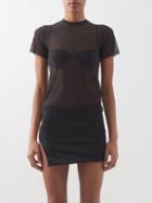 Louisa Ballou - Sheer Mesh T-shirt - Womens - Black