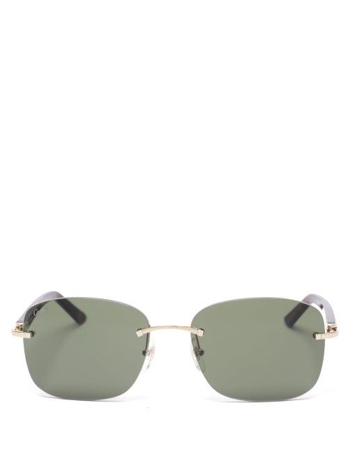 Matchesfashion.com Cartier Eyewear - C Dcor Rimless Acetate Sunglasses - Mens - Green