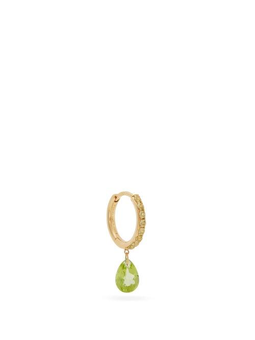 Matchesfashion.com Persee - Peridot & 18kt Gold Single Hoop Earring - Womens - Yellow Gold