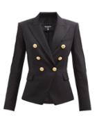 Balmain - Double-breasted Virgin Wool-twill Blazer - Womens - Black