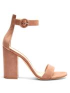 Matchesfashion.com Gianvito Rossi - Portofino 105 Block Heel Suede Sandals - Womens - Nude