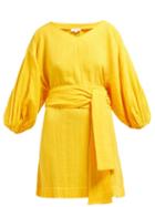 Matchesfashion.com Rhode Resort - Arya Tie Waist Cotton Dress - Womens - Yellow