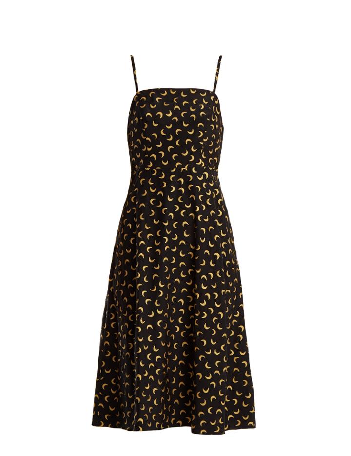 Hvn Nora Moon-print Silk Slip Dress