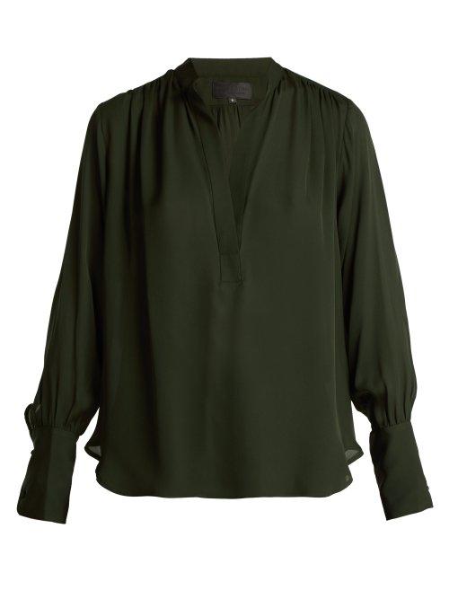 Matchesfashion.com Nili Lotan - Collette Silk Blouse - Womens - Dark Green