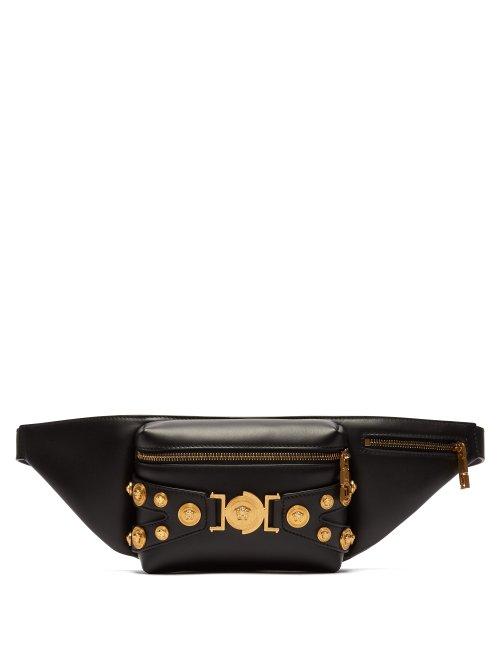 Matchesfashion.com Versace - Medusa Coin Plaque Leather Belt Bag - Mens - Black