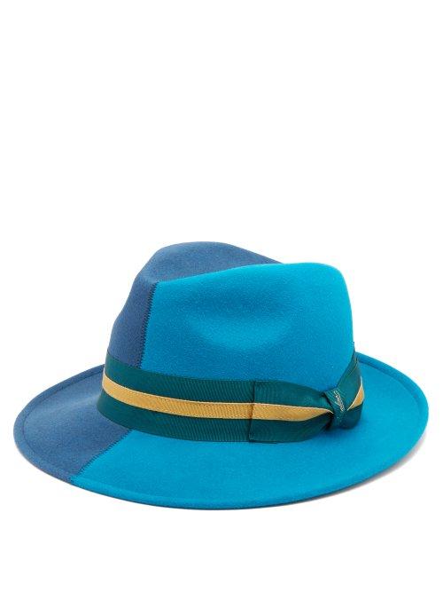 Matchesfashion.com Borsalino - Alessandria Two Tone Rabbit Felt Hat - Mens - Blue Multi