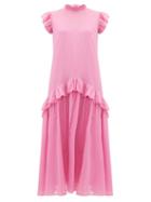Matchesfashion.com Rhode - Mary Ruffled Cotton Dress - Womens - Pink