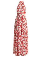 Matchesfashion.com Rebecca De Ravenel - Fortuna Polka Dot Print Crepe De Chine Dress - Womens - Red Multi