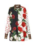 Matchesfashion.com Dolce & Gabbana - Panelled Floral And Majolica-print Poplin Shirt - Womens - Multi
