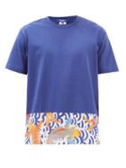 Junya Watanabe - Koi-panel Cotton-jersey T-shirt - Mens - Blue Multi