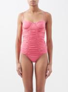 Ulla Johnson - Ruched Underwired Swimsuit - Womens - Mid Pink