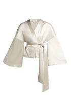 Matchesfashion.com Galvan - V Neck Wrap Satin Top - Womens - Silver