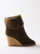 Isabel Marant - Totam 90 Shearling And Leather Boots - Womens - Khaki