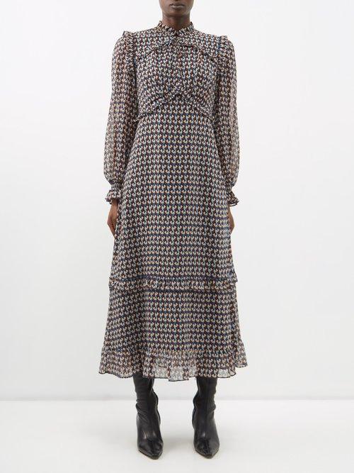 Cefinn - Loretta Heart-print Recycled-georgette Dress - Womens - Multi