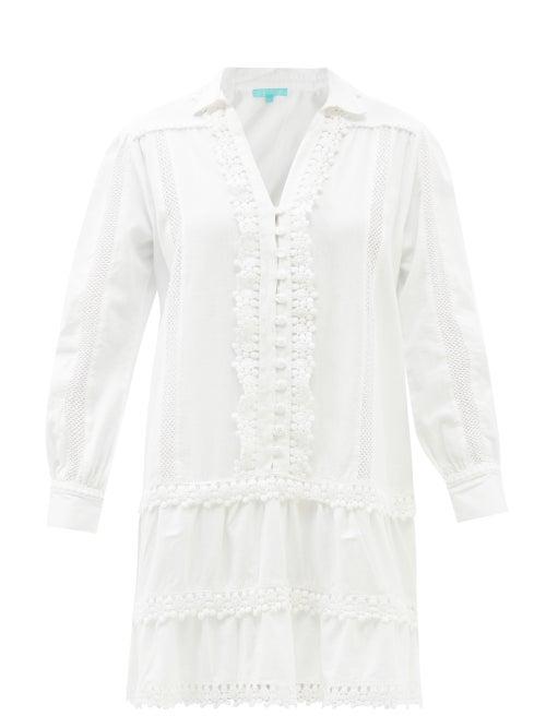 Ladies Beachwear Melissa Odabash - Lucia Crochet-floral Cotton-blend Voile Mini Dress - Womens - White