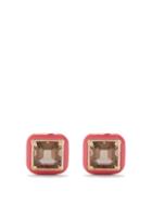 Bea Bongiasca - Candy Square Quartz, Enamel & 9kt Gold Earrings - Womens - Pink Multi
