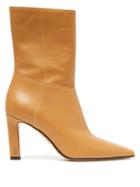 Matchesfashion.com Jimmy Choo - Merle 100 Square-toe Leather Ankle Boots - Womens - Beige