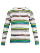 Matchesfashion.com Missoni - Open Neck Stripe Knit Cotton Sweater - Mens - White Multi