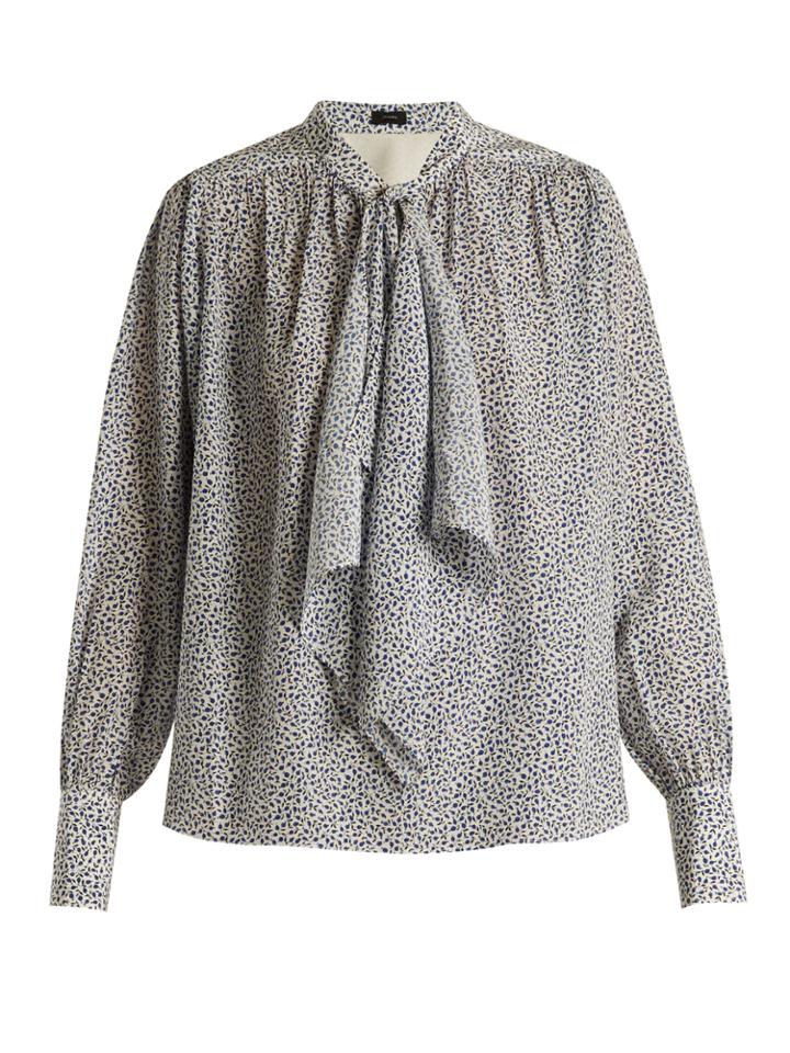 Joseph Cora Tie-neck Floral-print Silk Blouse