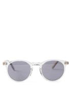 Garrett Leight - Carlton Round Acetate Sunglasses - Mens - Light Grey